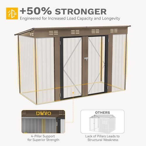 DWVO 9x4ft Large Outdoor Storage Shed with Lockable Doors & Air Vent