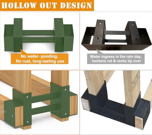 Outdoor Firewood Brackets Fire Wood Rack for 2x4 lumber, Green