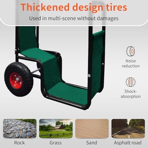 Doublehorse Firewood Cart 27x20x44in Steel Pneumatic Wheels Green