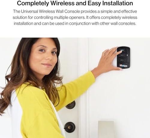 Genie GUWWC-R Universal Garage Door Opener Wireless Wall Console, Compatible with LiftMaster, Chamberlain, Genie, Overhead Door, For Use up to 3 Garage Doors,Black