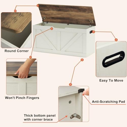 Timberer 39.4" Storage Chest, Wooden Storage Bench, Large Storage Trunk
