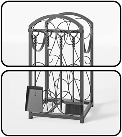 Kingson Firewood Rack Indoor/Outdoor Log Holder, Black