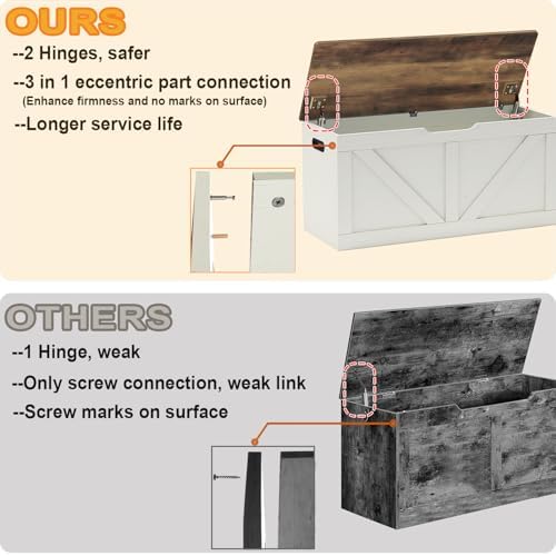 Timberer 39.4" Storage Chest, Wooden Storage Bench, Large Storage Trunk
