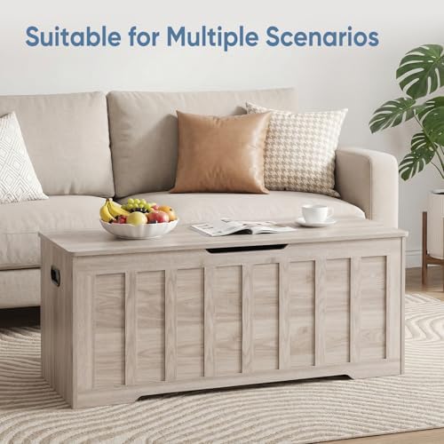 DUMOS 47.2" Wooden Storage Chest Bench with Storage for Bedroom