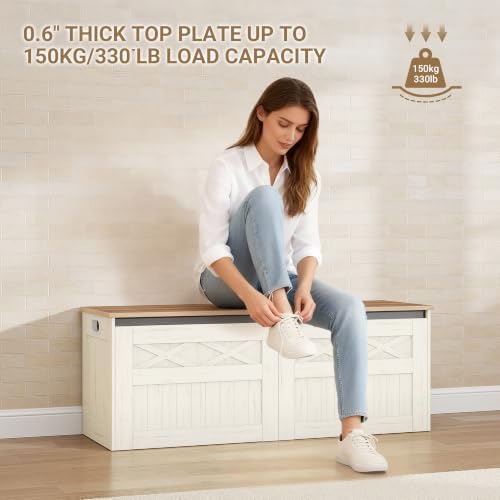 Hzuaneri 47" Farmhouse Storage Chest and Bench | 59 Gal | 330lb Seat