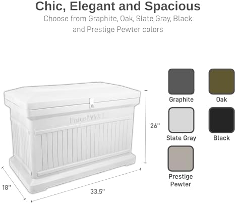 RTS Home Accents ParcelWirx Premium Horizontal Storage Cabinet/Lockable Package Delivery Box with Hinged Lid, Slate Grey