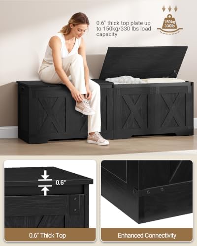 Hzuaneri 59" Rustic Storage Chest and Bench | 70 Gal | 330lb Seat