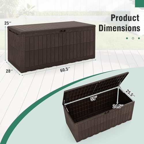 Tangkula 180 Gallon Outdoor Storage Box with Lockable Lid