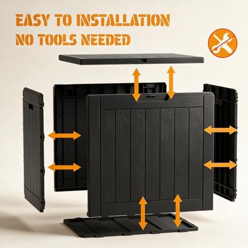 NUNU LAB 34 Gal Outdoor Storage Box Waterproof Lockable,Deck Box,Black