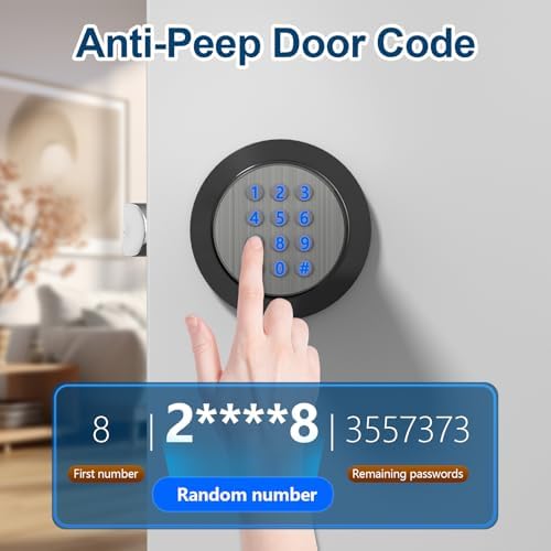 FITNATE Digital Door Lock with Keypad, Keyless Entry Knob Auto Lock, Black