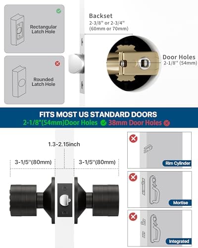 Keyless Entry Door Lock,Door Knob with Keypad，Smart Code Door Lock,Mute Mode,Passage Function, Easy to Install,Oil Rubbed Bronze