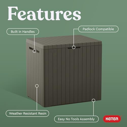 Keter City 30 Gal Outdoor Storage Box and Patio Side Table