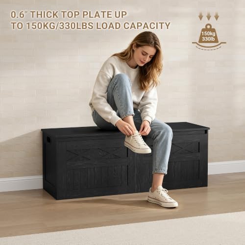 Hzuaneri 47 inches Rustic Storage Chest and Bench | 59 Gal | 330lb Seat
