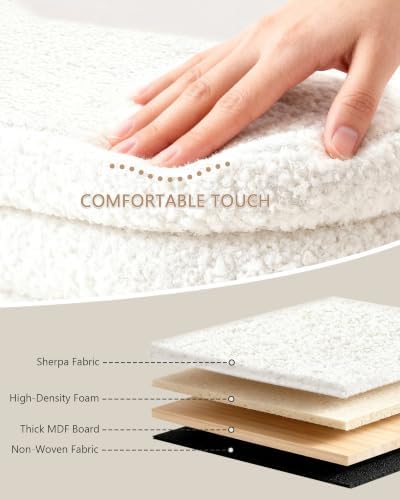 GLAXYFUR Storage Ottoman Bench, 43" Entryway Shoe Seat, Sherpa White