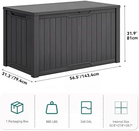 YITAHOME XXL 240 Gallon Large Outdoor Storage Deck Box for Patio Furniture