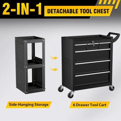 LDHTHOPI Rolling Tool Chest, 6-Drawers Assembled Tool Box,