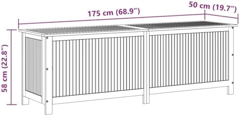vidaXL Patio Storage Box 68.9"x19.7"x22.8" Solid Acacia Wood