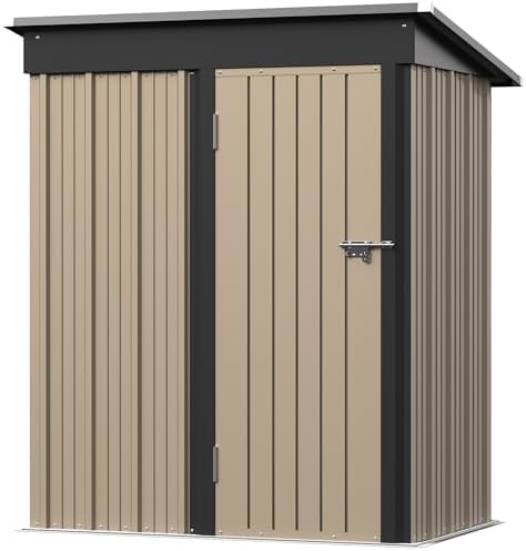 Greesum 5 x 3 FT Metal Outdoor Storage Shed, Brown