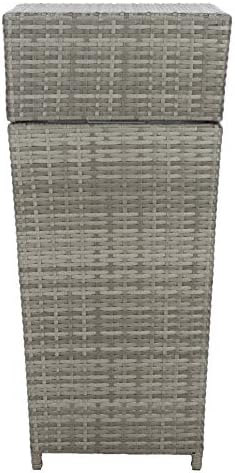 SAFAVIEH Outdoor Mazeli Wicker Trash Can, 35.1" Grey PAT7512B