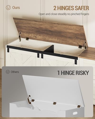 Hzuaneri 59" Farmhouse Storage Chest with 2 Drawers | 60 Gal | Retro White
