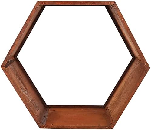 Sunnydaze Steel Outdoor Firewood Rack, 30” W, Hexagon, Bronze