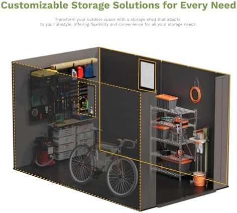 Patiowell 6x10 FT Plastic Outdoor Storage Shed with Floor, Dark Grey