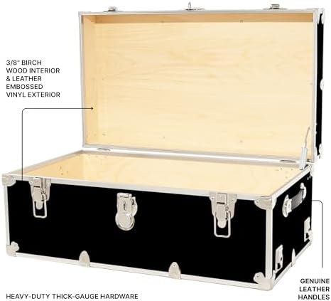 Rhino Trunk & Case Classic Large Trunk With Wheels 32"x18"x14", 1500+ lbs Capacity - Many Colors, Soft-Close Lid. Strong, USA Made Summer Camp Footlocker and Secure College Dorm Storage Chest