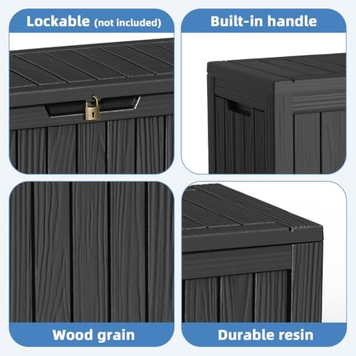 EasyUp Outdoor Storage Box 100 Gallon Waterproof Resin Deck Boxes Black