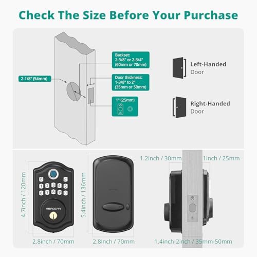 AkaGear DS10 Pro Keyless Entry Door Lock with Fingerprint, Matte Black