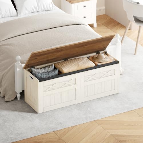 Hzuaneri 47" Farmhouse Storage Chest and Bench | 59 Gal | 330lb Seat