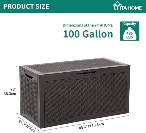 YITAHOME 100 Gallon Resin Deck Box