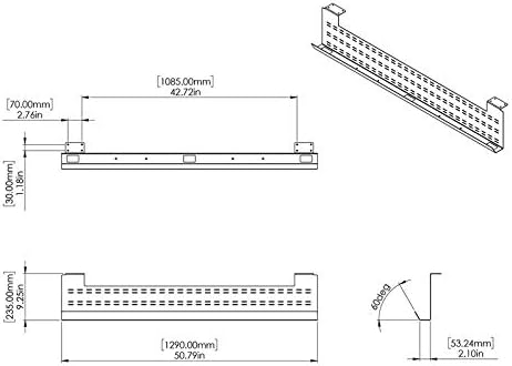 Stand Up Desk Store Under Desk Cable Management Tray Black Horizontal Computer Cord Raceway and Modesty Panel (Black, 51")