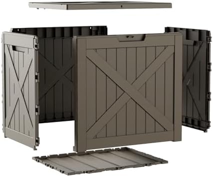 32 Gallon Waterproof Resin Storage Deck Box, Light Coffee