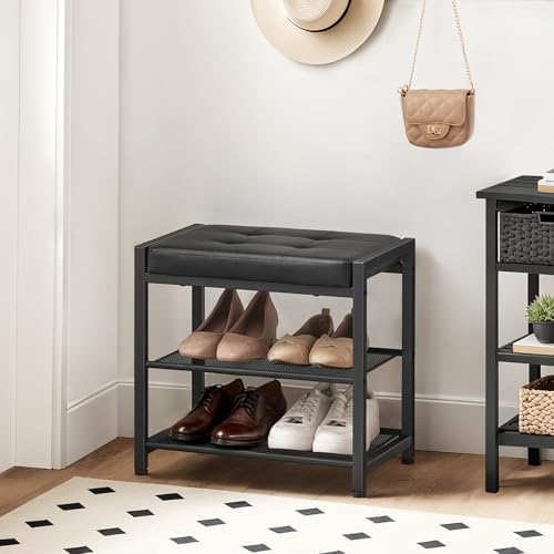 HOOBRO Small Shoe Bench, 3-Tier Shoe Rack, Shoe Storage Bench