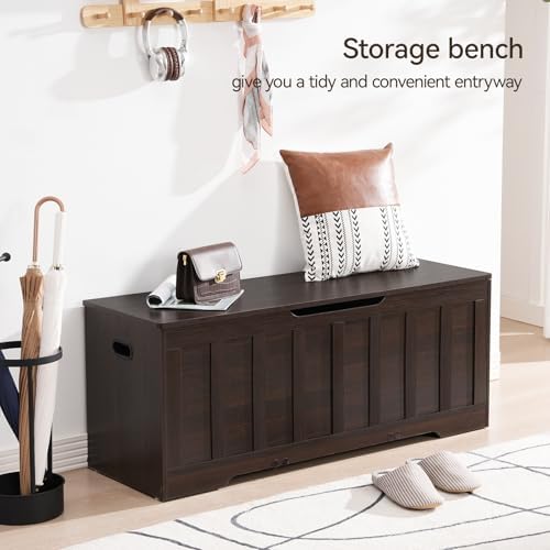 VANKILEY 47.2" Storage Chest Extra Large,Wooden Storage Trunk(Espresso)