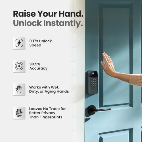 Lockin Veno Go, Palm Vein Keyless Entry Smart Lock, 7-Month Battery