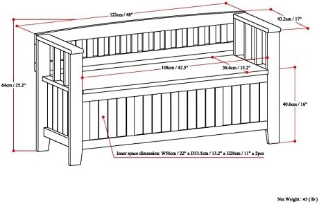 SIMPLIHOME Acadian 48" Wide Solid Wood Storage Bench in Coastal Blue