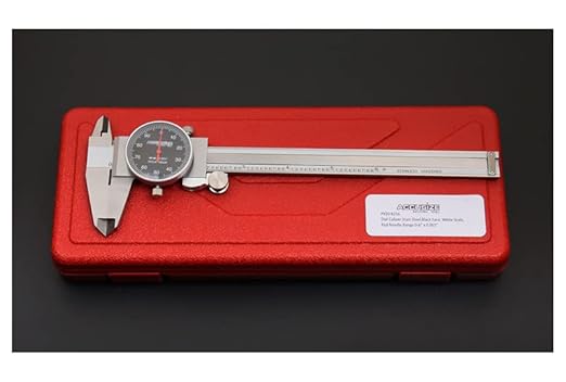 Accusize Industrial Tools 0-6" x 0.001" Dial Caliper, Stainless Steel in Fitted