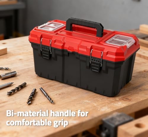 Tools Box, Deep Lockable Toolbox, 21.73 * 10.87 * 10.63" Durable Tool Boxes Storage, with Removable Inner Tray