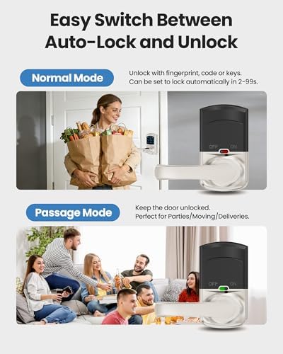 Fingerprint Smart Keyless Keypad Door Lock with Handle Biometrics Deadbolts