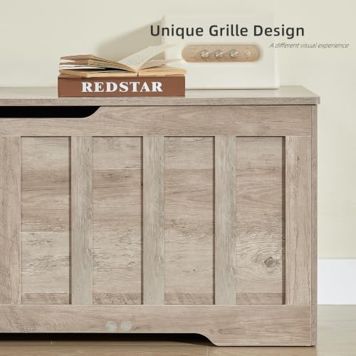 VANKILEY 47.2" Storage Chest Extra Large,Wooden Storage Bench(Greige).