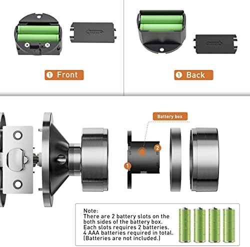 Keyless Entry Door Lock, Door Knob with Keypad, Smart Code Door Lock, Mute Mode, Passage Function, Easy to Install, Satin Nickel
