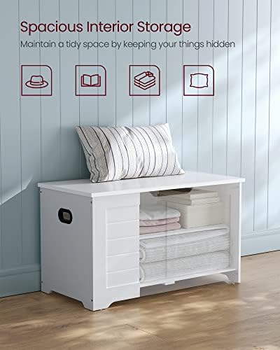 VASAGLE Storage Chest, 31.5 Inches Width Bench with 2 Safety Hinges