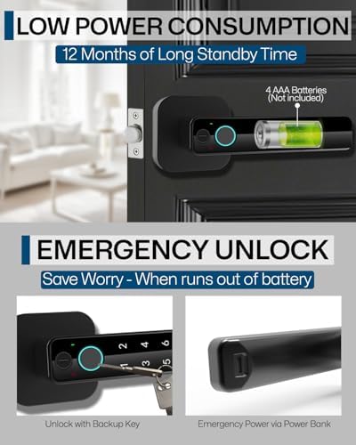 Buoan 5-in-1 Smart Fingerprint Door Lock, Keyless Entry Digital Knob