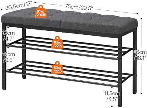 HOOBRO Shoe Bench, Storage Bench with Cushion, Entryway Bench Shoe Shelf