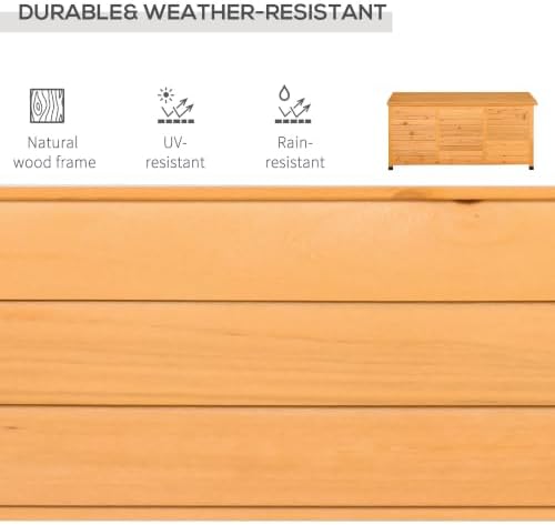 Outsunny 75 Gallon Wooden Deck Box Outdoor Storage Container Yellow