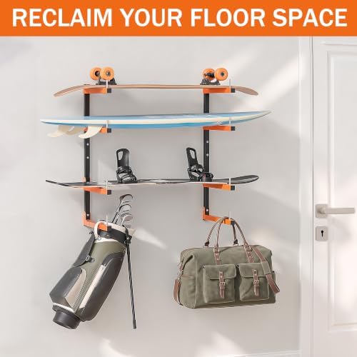 Lumber Storage Rack Wall Mount, Foldable 8-Level Wood Storage Rack