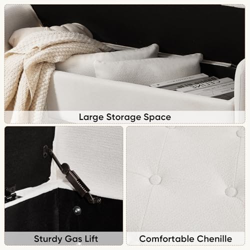 48" End of Bed Bench, Modern Storage Bench for Bedroom Cream