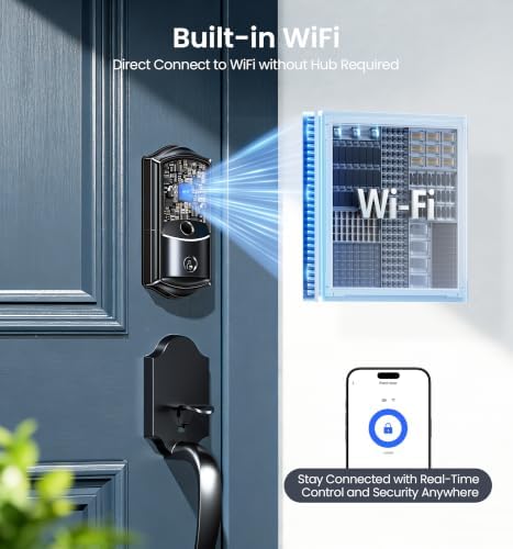 Veise VE027 WiFi Smart Lock Fingerprint Keyless Entry Deadbolt Matte Black