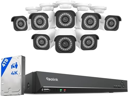 reolink 16ch 4k security bullet camera system with shown in use